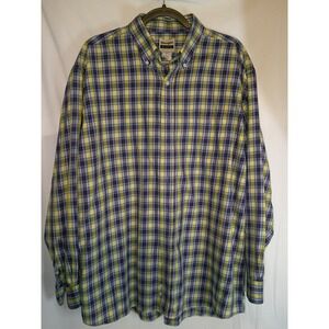 Wrangler RIATA Mens‎ Plaid Long Sleeve Button Down Shirt Yellow Blue XL